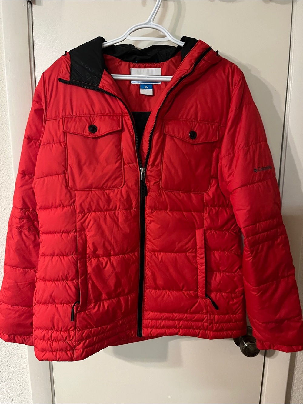 Columbia Red Hooded Quilted Puffer Jacket